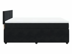 Discount Clicnbuy Cama box spring con colchón terciopelo 140x190 cm Negro