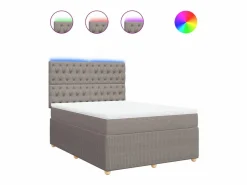 Outlet Clicnbuy Cama box spring con colchón tela gris taupe 140x200 cm Topo