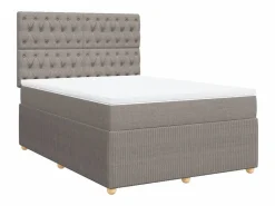 Outlet Clicnbuy Cama box spring con colchón tela gris taupe 140x200 cm Topo