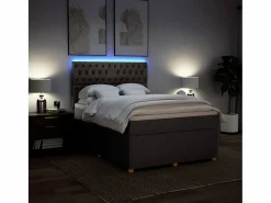 Outlet Clicnbuy Cama box spring con colchón tela gris taupe 140x200 cm Topo