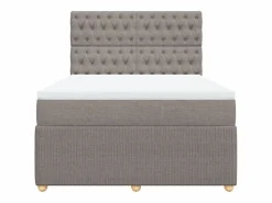 Outlet Clicnbuy Cama box spring con colchón tela gris taupe 140x200 cm Topo