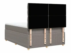 Outlet Clicnbuy Cama box spring con colchón tela gris taupe 140x200 cm Topo