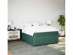 New Clicnbuy Cama box spring con colchón terciopelo oscuro 160x200 cm Verde