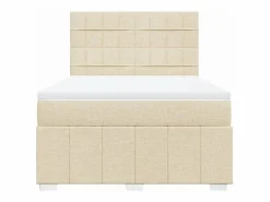 Clicnbuy Cama box spring con colchón tela color 160x200 cm Crema