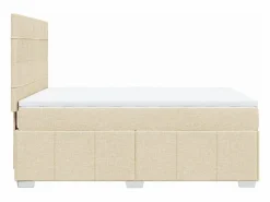 Clicnbuy Cama box spring con colchón tela color 160x200 cm Crema