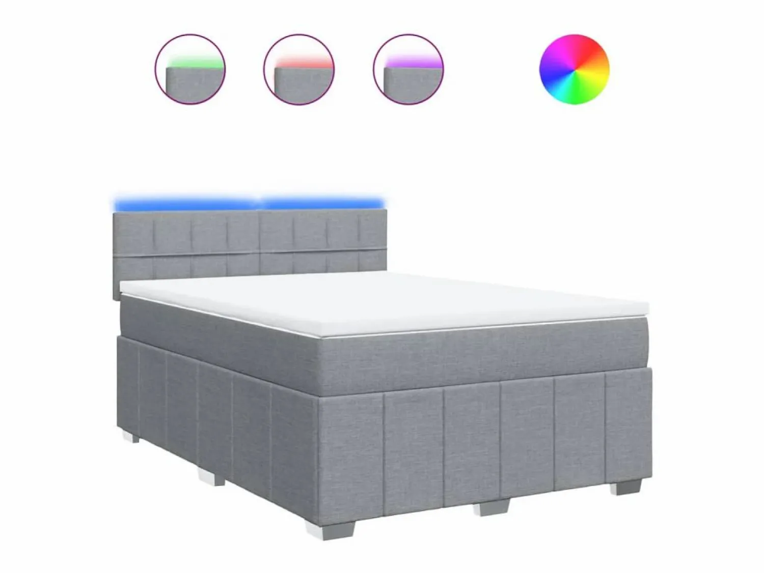 Discount Cama box spring con colchón tela claro 160x200 cm Somier - 160X200Cm