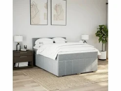 Discount Cama box spring con colchón tela claro 160x200 cm Somier - 160X200Cm