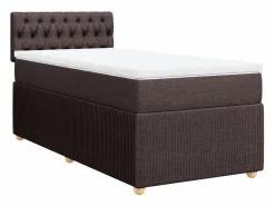 Clearance Cama box spring con colchón tela marrón oscuro 80x200 cm Base De Cama De Láminas