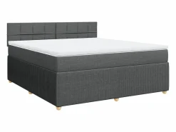 Clicnbuy Cama box spring con colchón tela oscuro 180x200 cm