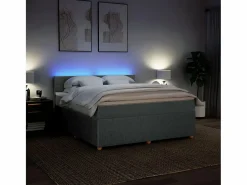 Clicnbuy Cama box spring con colchón tela oscuro 180x200 cm