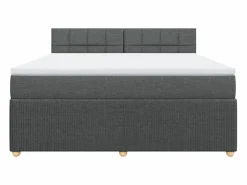 Clicnbuy Cama box spring con colchón tela oscuro 180x200 cm
