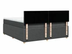 Clicnbuy Cama box spring con colchón tela oscuro 180x200 cm