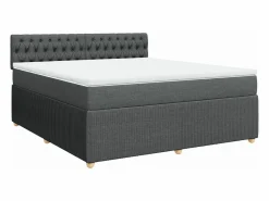 Clicnbuy Cama box spring con colchón tela oscuro 180x200 cm
