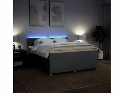 Clicnbuy Cama box spring con colchón tela oscuro 180x200 cm