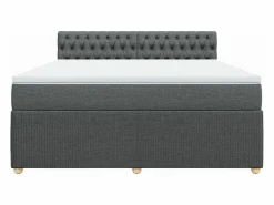 Clicnbuy Cama box spring con colchón tela oscuro 180x200 cm