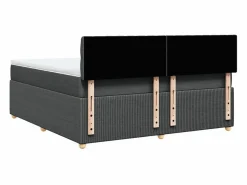 Clicnbuy Cama box spring con colchón tela oscuro 180x200 cm