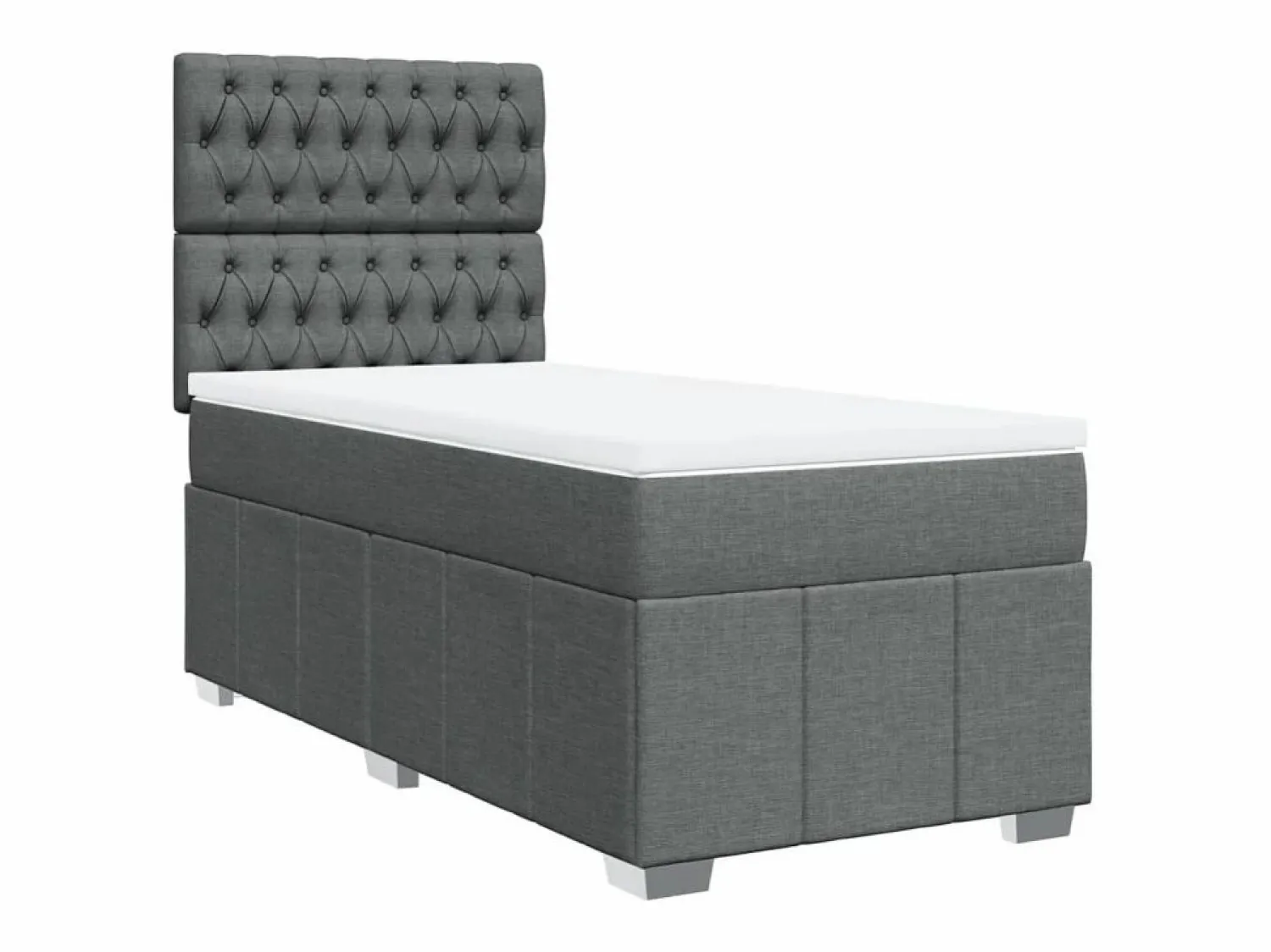 Clicnbuy Cama box spring con colchón tela oscuro 90x190 cm
