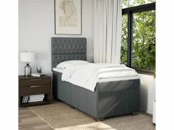 Clicnbuy Cama box spring con colchón tela oscuro 90x190 cm