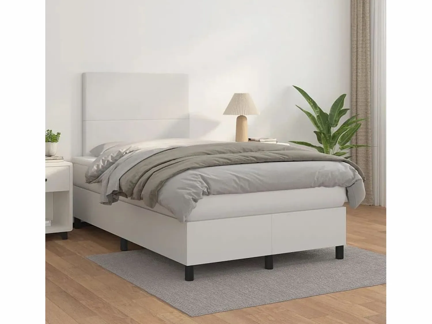 Outlet Clicnbuy Cama box spring con colchón cuero sintético blanco 120x190 cm