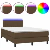 Sale Cama box spring con colchón y LED tela marrón oscuro 120x190 cm Somier Tapizado