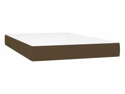 Sale Cama box spring con colchón y LED tela marrón oscuro 120x190 cm Somier Tapizado