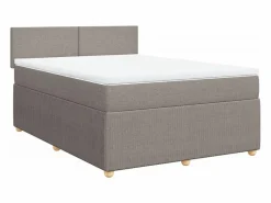 Clicnbuy Cama box spring con colchón tela gris taupe 160x200 cm