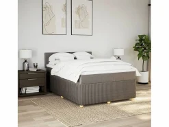 Clicnbuy Cama box spring con colchón tela gris taupe 160x200 cm
