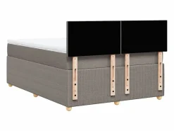 Clicnbuy Cama box spring con colchón tela gris taupe 160x200 cm