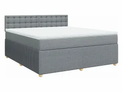 Hot Clicnbuy Cama box spring con colchón tela claro 180x200 cm Gris