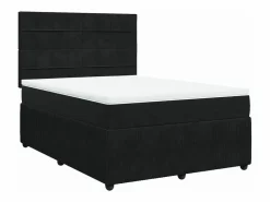 New Clicnbuy Cama box spring con colchón terciopelo 140x190 cm Negro