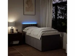 Best Cama box spring con colchón tela gris taupe 90x190 cm Somier - 90X190Cm