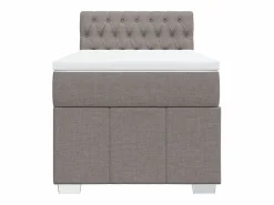 Best Cama box spring con colchón tela gris taupe 90x190 cm Somier - 90X190Cm