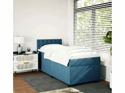 Outlet Cama box spring con colchón terciopelo oscuro 80x200 cm ES869750 Cama Continental Boxspring