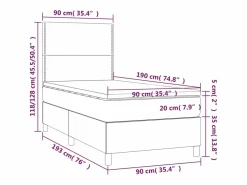 Online Clicnbuy Cama box spring y colchón LED cuero sintético negro 90x190 cm