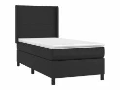 Clicnbuy Cama box spring y colchón LED cuero sintético negro 90x190 cm
