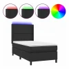 New Clicnbuy Cama box spring y colchón LED cuero sintético negro 90x190 cm
