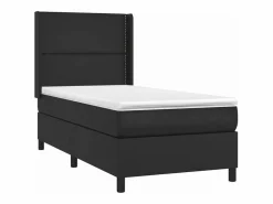 New Clicnbuy Cama box spring y colchón LED cuero sintético negro 90x190 cm