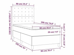 Cama box spring y colchón LED cuero sintético negro 90x190 cm Somier - 90X190Cm