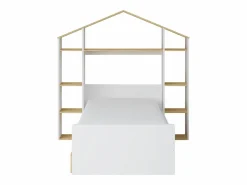 Online Vente-unique Cama cabaña 90 x 190 cm color blanco y natural + colchón - JERACO Color natural claro / Blanco