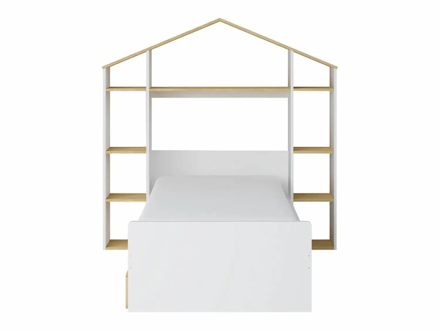 Online Vente-unique Cama cabaña 90 x 190 cm color blanco y natural + colchón - JERACO Color natural claro / Blanco