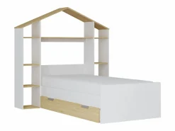 Discount Vente-unique Cama cabaña 90 x 190 cm color blanco y natural - JERACO Color natural claro / Blanco