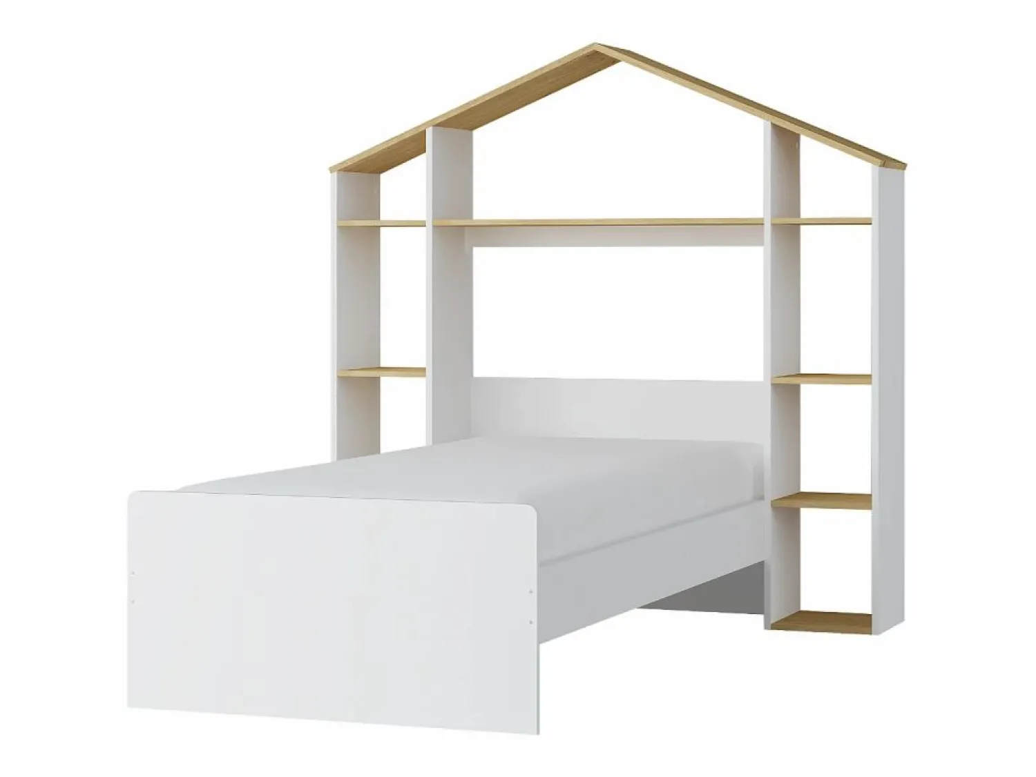 Discount Vente-unique Cama cabaña 90 x 190 cm color blanco y natural - JERACO Color natural claro / Blanco