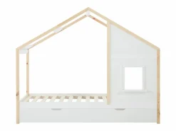Clearance Vente-unique Cama cabaña 90 x 190 cm con cajón de pino y mdf y natural - RINELYA Blanco