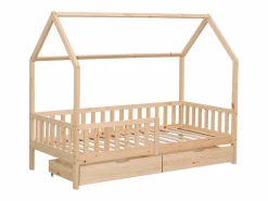 Discount Happy Garden Cama cabaña de madera con cajones para niños MARCEAU 190x90cm Marru00f3n
