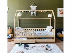 Discount Happy Garden Cama cabaña de madera con cajones para niños MARCEAU 190x90cm Marru00f3n