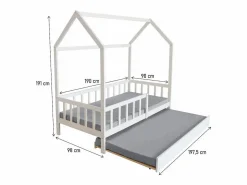 Discount Habitat et jardin Cama cabaña infantil "Paloma" con cajón - 90 x 190 cm - Blanco