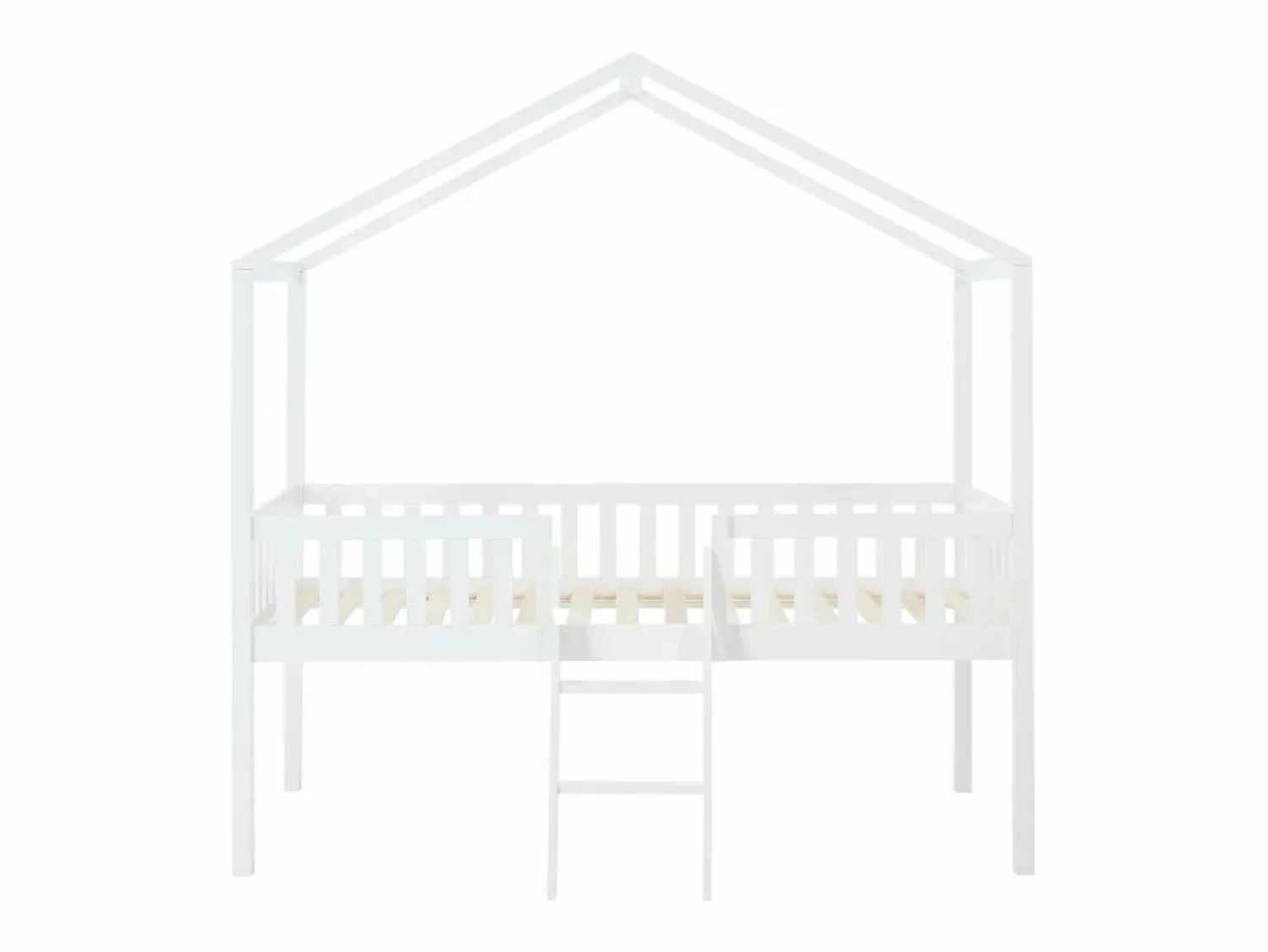 Vente-unique Cama cabaña semi-alta 90 x 190 cm de pino color - NALENY