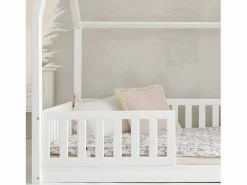 Petits-Meubles Cama cabaña 140x200 con barandillas y somier patas de 1 cm Daisy