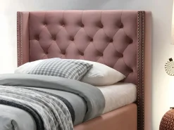 Vente-unique Cama cabecero capitoné 90x200 cm terciopelo MASSIMO