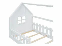 Merax Cama cabina 90 x 200 cm, cama infantil con ventana, Madera de pino, Somier de láminas,